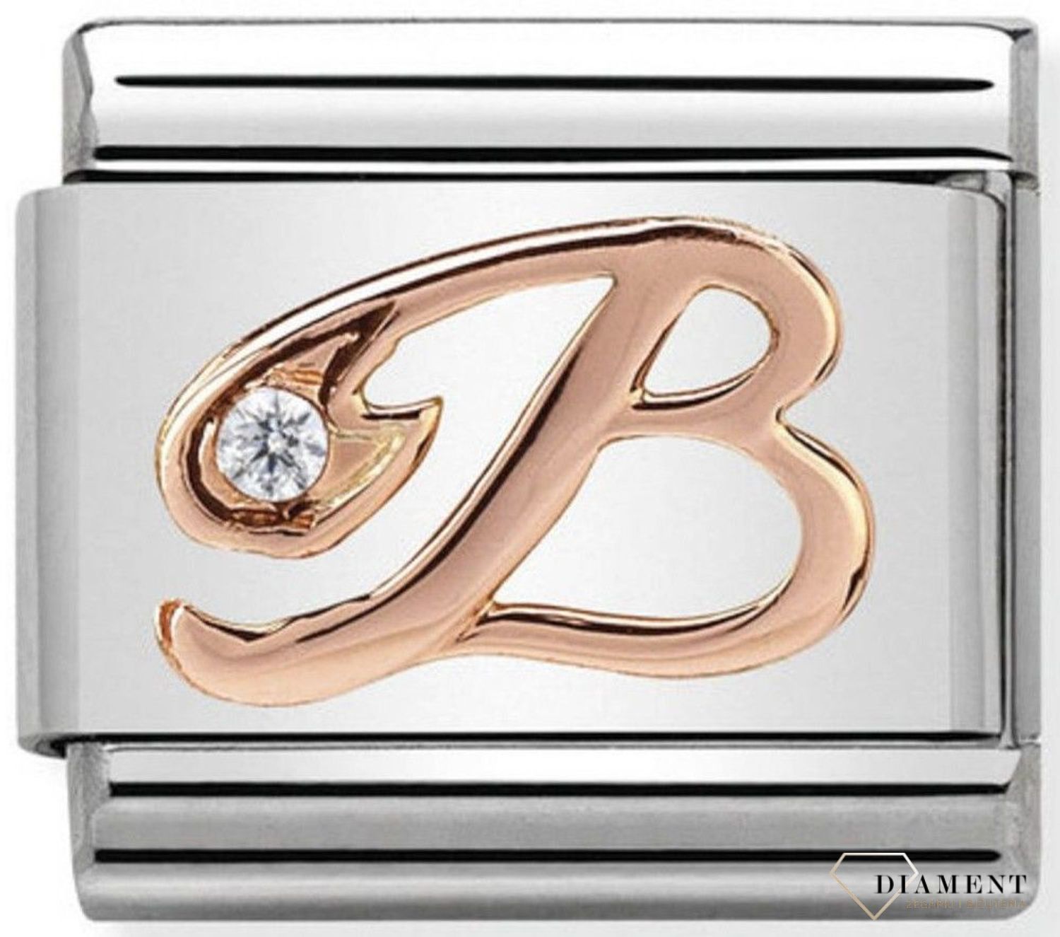 Nomination Link 9K zawieszka różowe złoto 'Litera B z cyrkonią' 430310 02 biżuteria nomination nomination zawieszki nomination baza.jpg